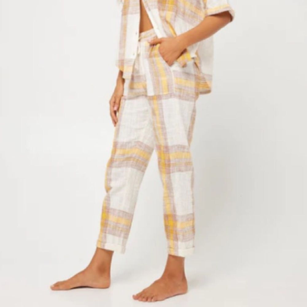 L*SPACE Isle of the Sun pant 100% cotton linen size L